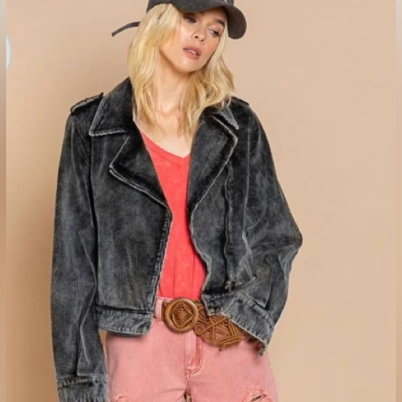 POL Easy Rider Lux Vintage Distressed  Corduroy Zip Front Moto Jacket Size M NEW - Picture 6 of 13
